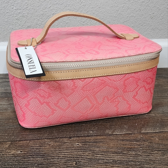 Consuela Bags Consuela Cora Pink Snake Train Case Large Nwt Poshmark